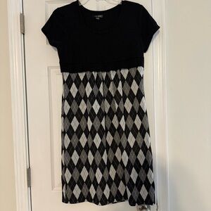 Voir Voir Black and Gray Argyle Dress